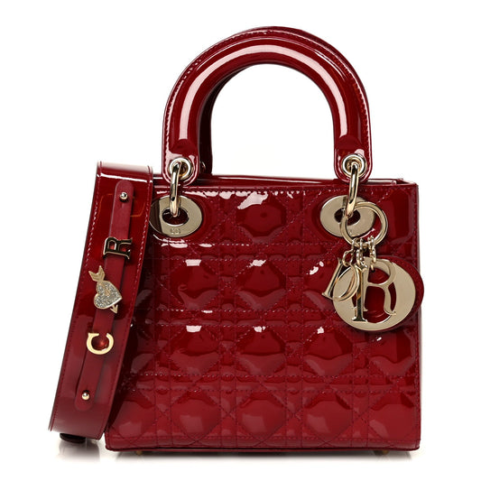 Patent Cannage Small My ABCDior Lady Dior Cherry Red