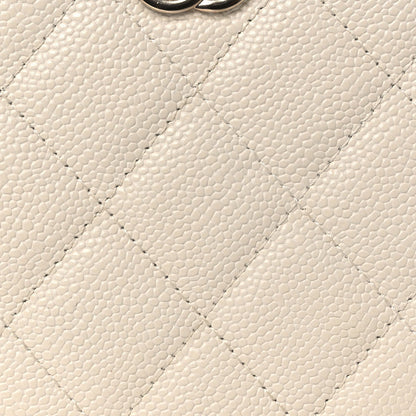 Caviar Quilted Round Handle With Care Vanity With Chain White