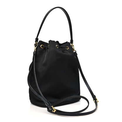 Saffiano Tessuto Nylon Mini Bucket Crossbody Bag Black