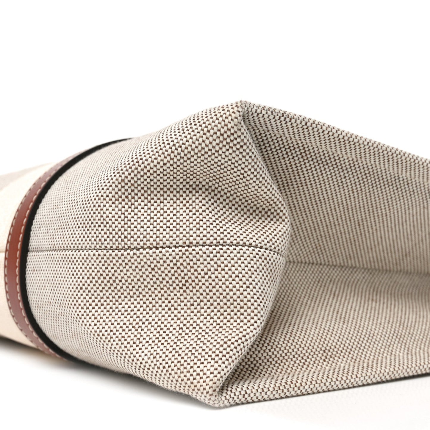 Cotton Calfskin Large Woody Ribbon Tote White Brown