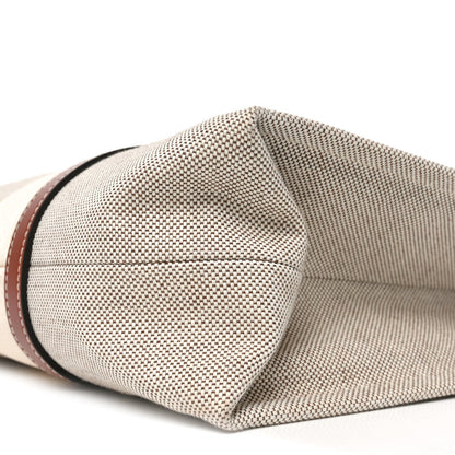 Cotton Calfskin Large Woody Ribbon Tote White Brown