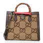 Monogram Jumbo GG Textured Dollar Calfskin Medium Diana Tote Bag Camel Ebony New Acero Pomegranate Red