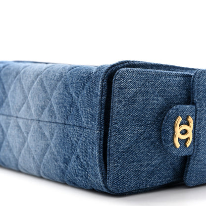 Washed Denim Quilted Mini Chanel 25 Handbag Blue