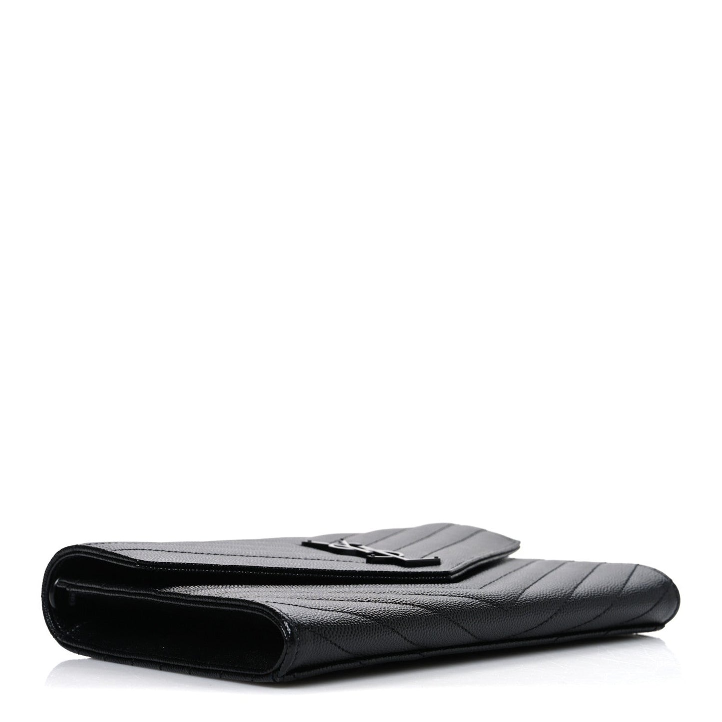 Grain De Poudre Matelasse Chevron Monogram Monochrome Envelope Clutch Black