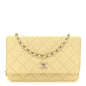 Caviar Quilted CC Turn Lock Wallet On Chain WOC Light Yellow