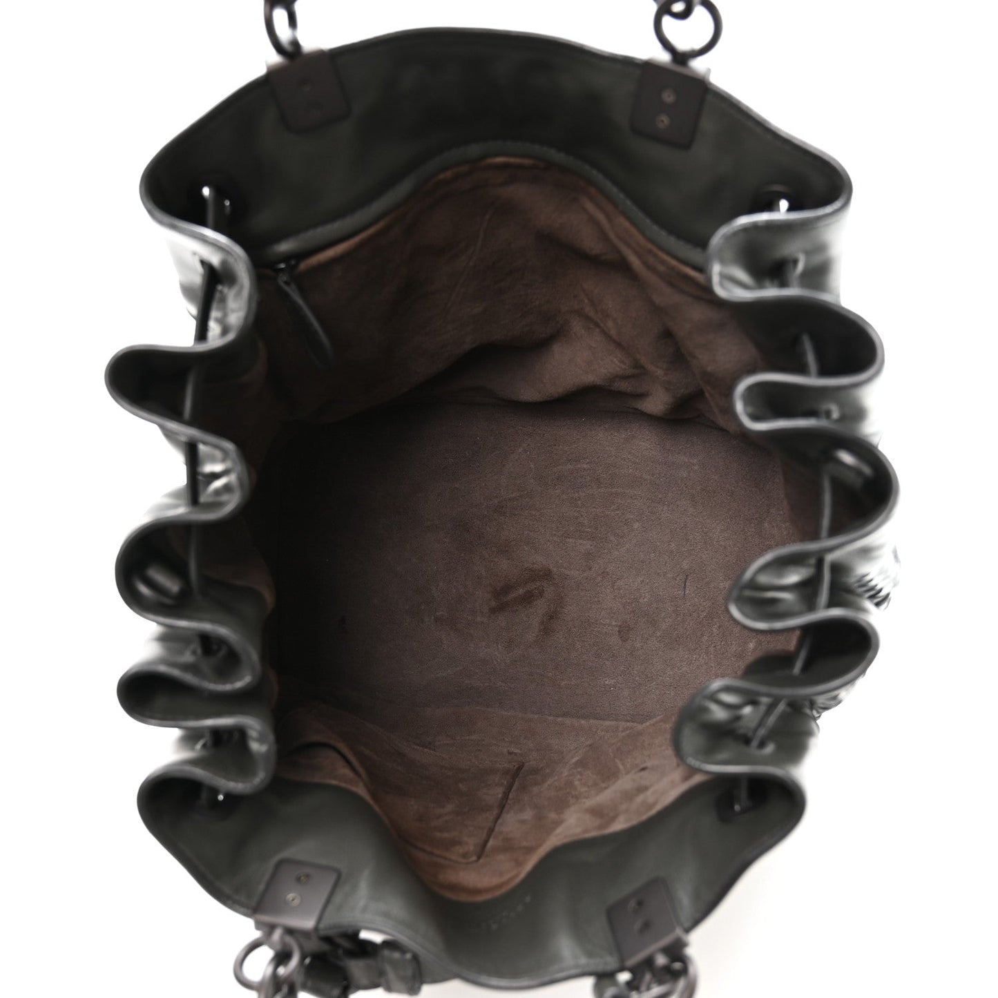Nappa Intrecciato Drawstring Bucket Bag Grey