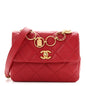 Calfskin Quilted Mini Charms Flap Red