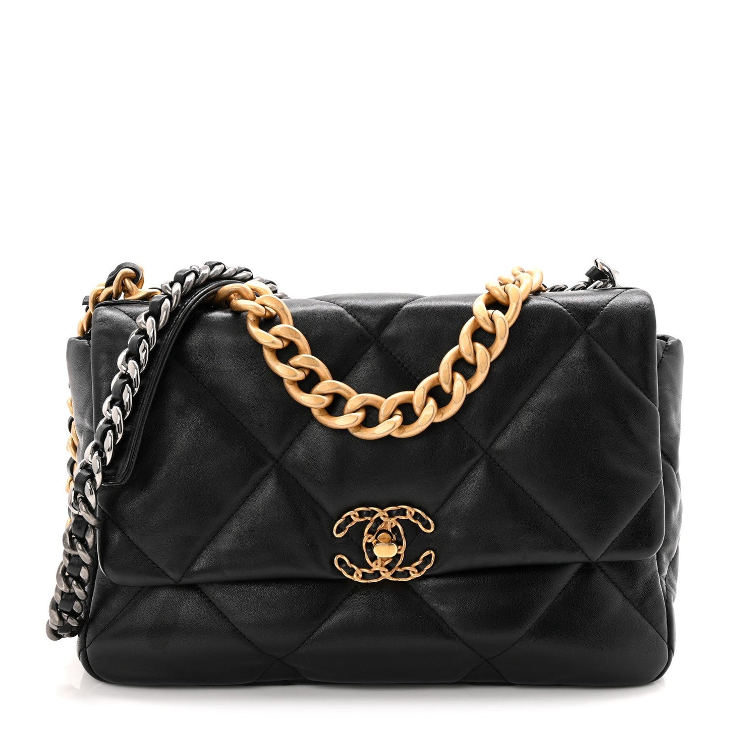 Goatskin Quilted Large Chanel 19 Flap Black