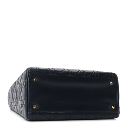 Lambskin Cannage Medium Lady Dior Navy Blue