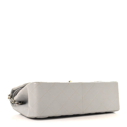 Caviar Quilted Jumbo Double Flap Grey