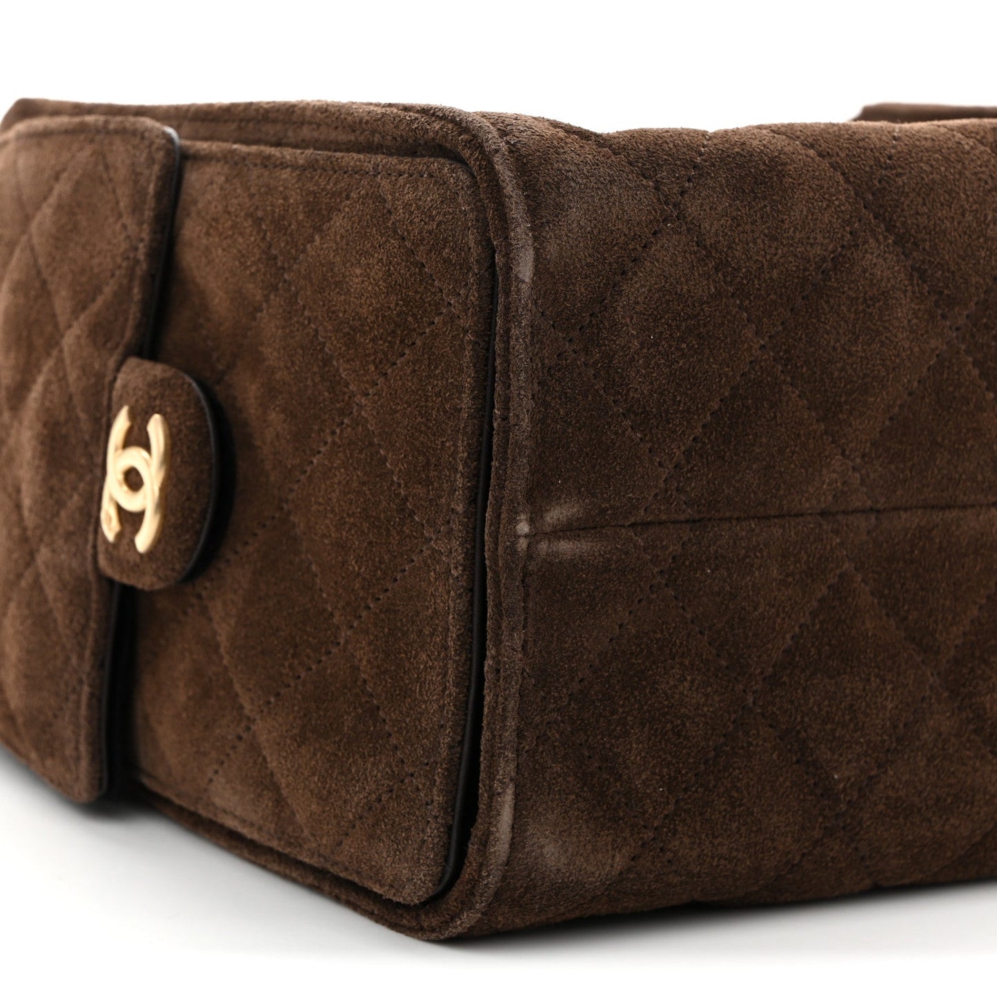 Suede Quilted Small Chanel 25 Handbag Dark Brown