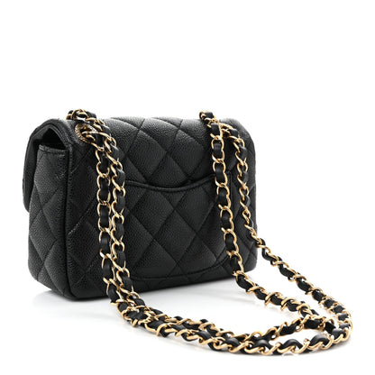 Grained Lambskin Quilted Mini Flap Black