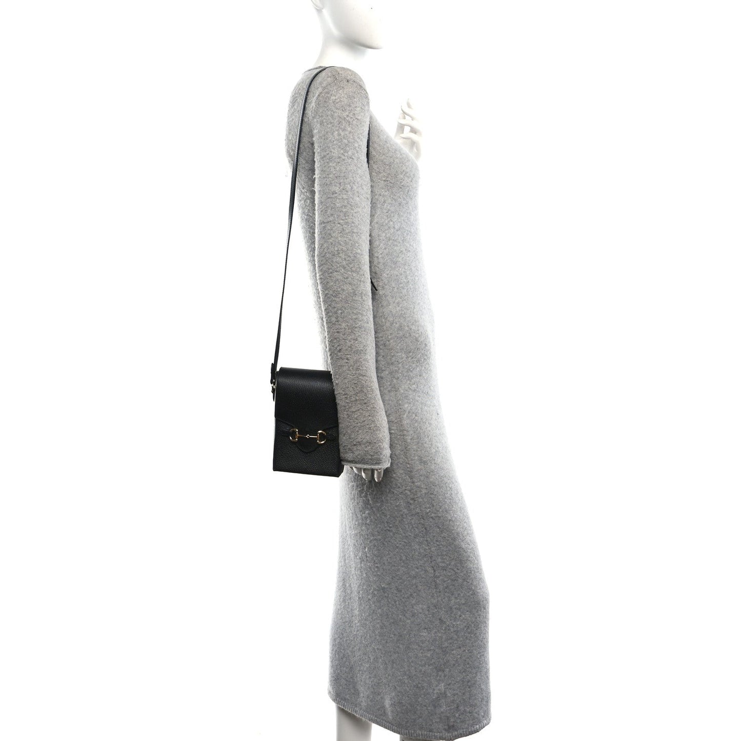 Dollar Calfskin Vertical Horsebit 1955 Crossbody Bag Black