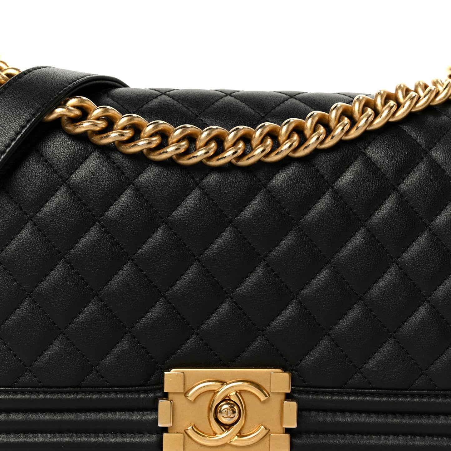 Calfskin Quilted Medium Boy Flap Black