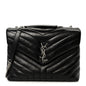 Calfskin Y Quilted Monogram Medium Loulou Chain Satchel Black