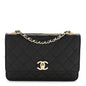 Lambskin Quilted Trendy CC Wallet On Chain WOC Black