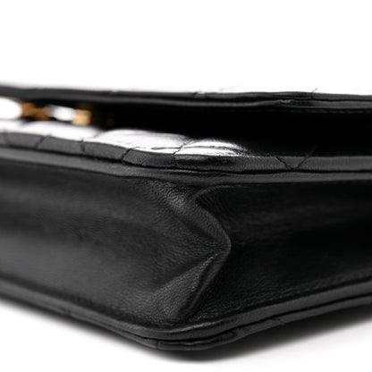 Lambskin Quilted Wallet On Chain WOC Black