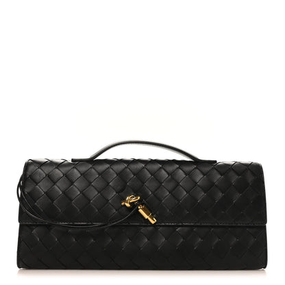 Nappa Intrecciato Long Andiamo Top Handle Clutch Black