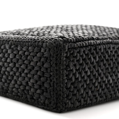 Raffia Calfskin Standard A4 Tote Bag Black