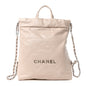 Shiny Calfskin Quilted Chanel 22 Backpack Beige