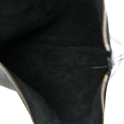 Pebbled Calfskin Medium Logo Portfolio Clutch Black