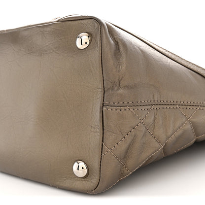 Metallic Aged Calfskin Quilted Large Cotton Club Tote Bronze