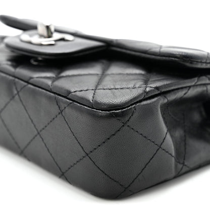 Lambskin Quilted Extra Mini Rectangular Flap Black