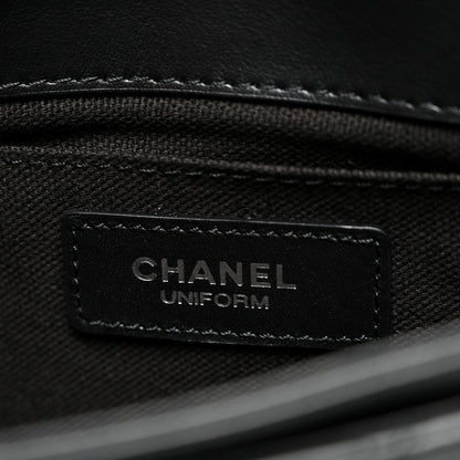 Calfskin Quilted CC Uniform Flap Belt Bag Black