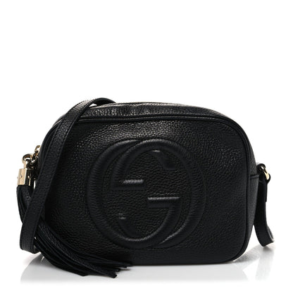 Pebbled Calfskin Small Soho Disco Bag Black