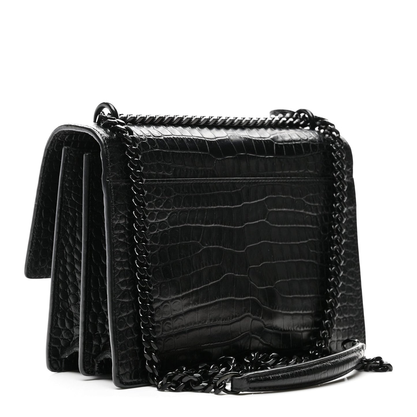 Calfskin Crocodile Embossed Medium Monochrome Monogram Sunset Black