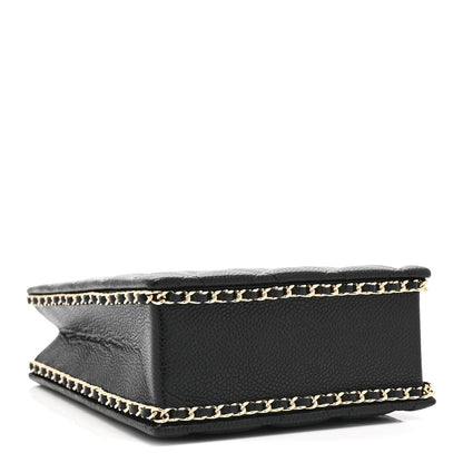 Caviar Quilted Evening Box Bag Black