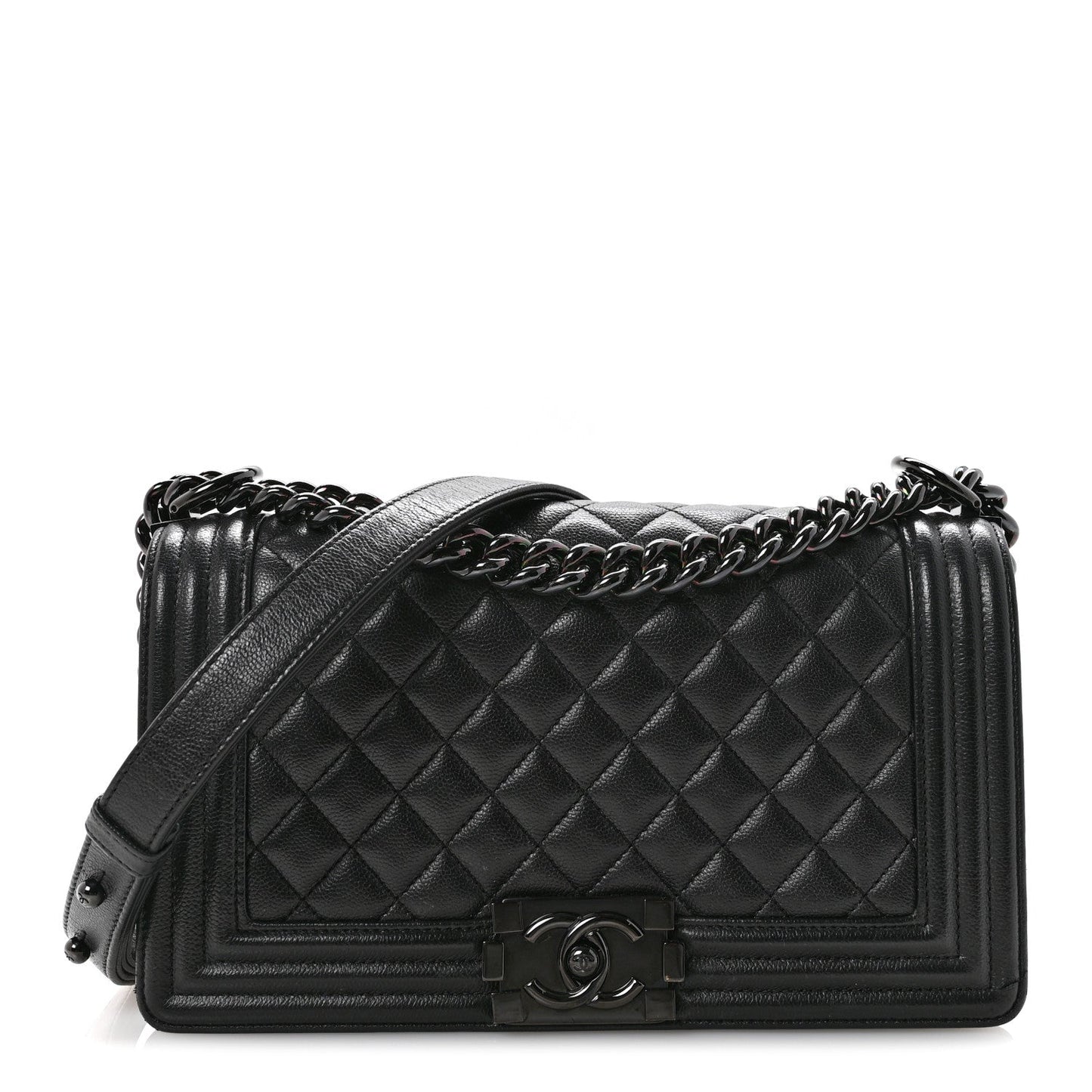 Caviar Quilted Medium Boy Flap So Black