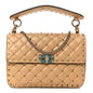 Nappa Medium Rockstud Spike Shoulder Bag Soft Noisette