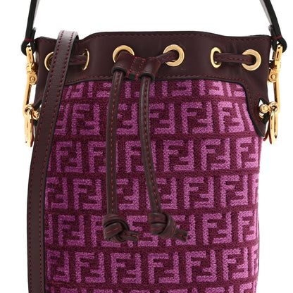 Chenille Vitello F is Fendi Micro FF Mini Mon Tresor Bucket Bag Rosso Roma