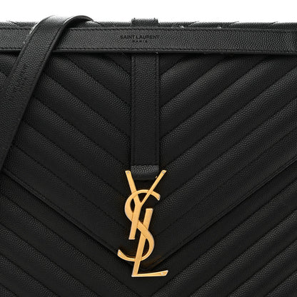 Grain De Poudre Matelasse Chevron Large Monogram Satchel Black