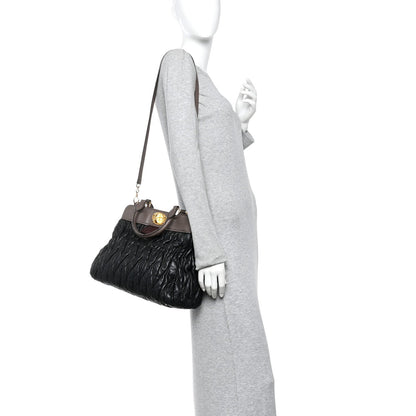 Nappa Matelasse Turnlock Hobo Black Brown