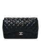 Lambskin Quilted Jumbo Double Flap Black