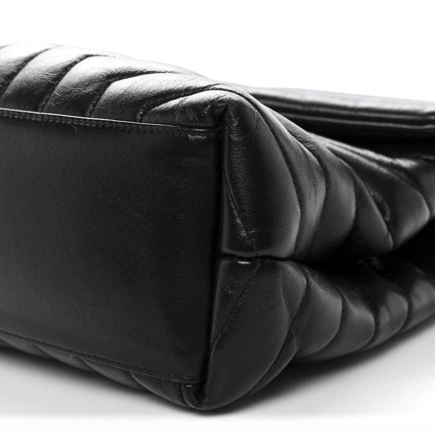 Calfskin Y Quilted Monogram Medium Loulou Chain Satchel Black