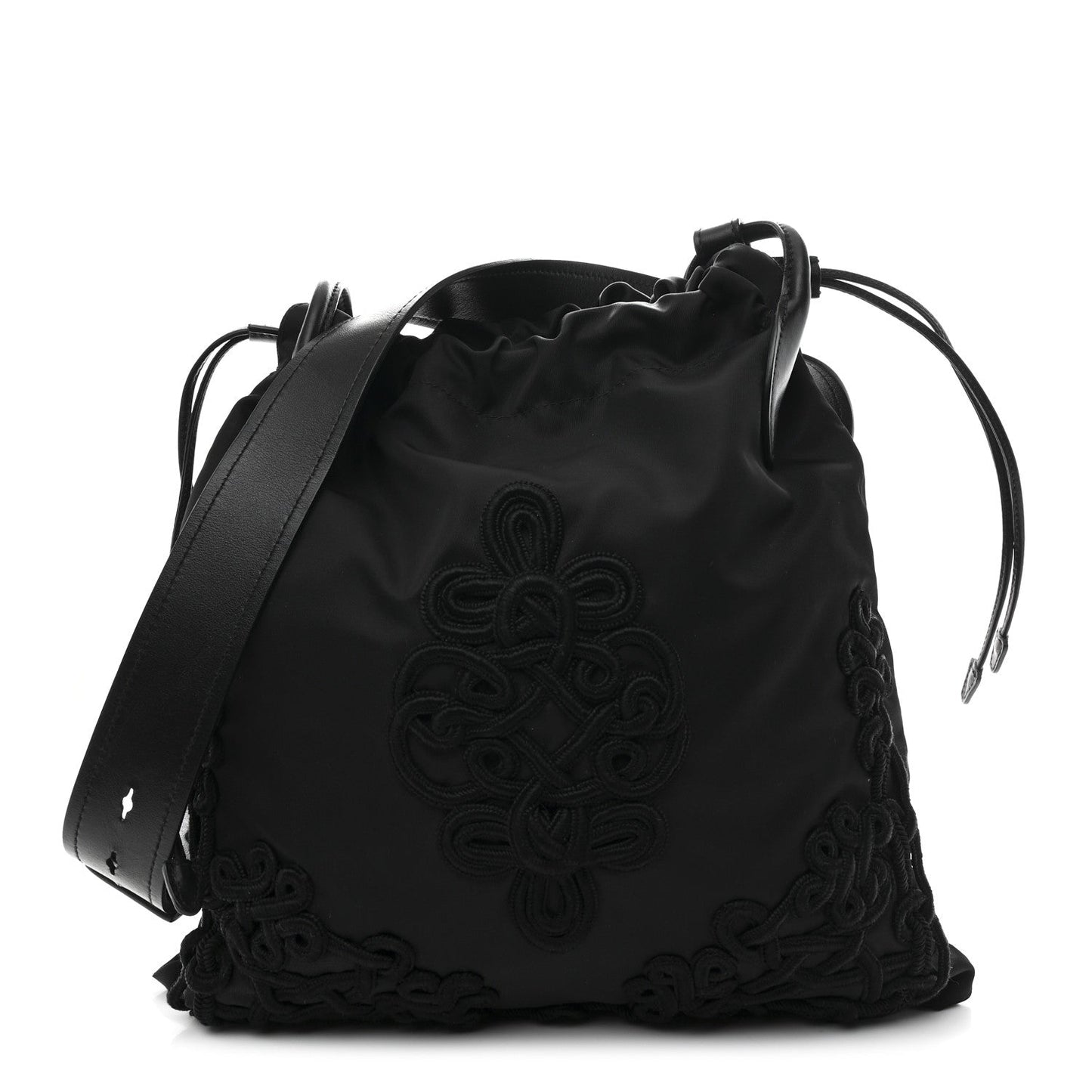 Tessuto Nylon Passama Embroidered Bag Black