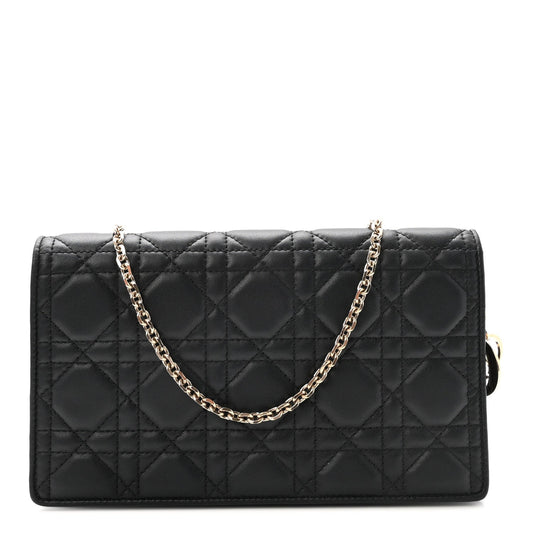 Lambskin Cannage Lady Dior Pouch Black