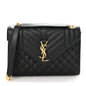 Grain De Poudre Textured Mixed Matelasse Triquilt Medium Monogram Satchel Black