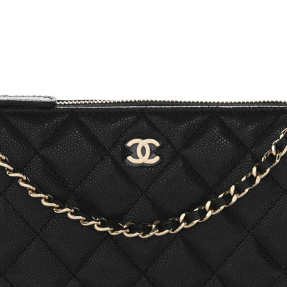 Caviar Quilted Purse With Chain Black