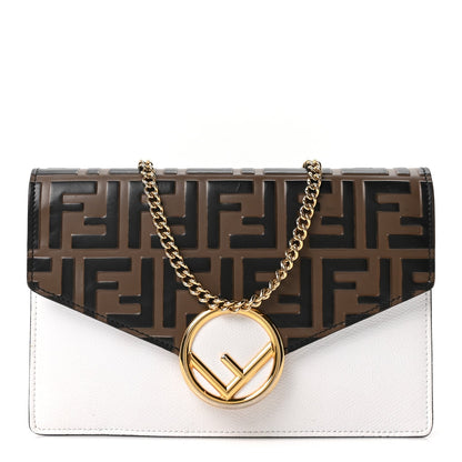 Vitello Cruise F is Fendi Bi-Color FF 1974 Embossed Medium Envelope Wallet On Chain Maya Black White
