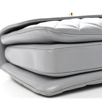 Lambskin Quilted Small Trendy CC Flap Dual Handle Bag Grey