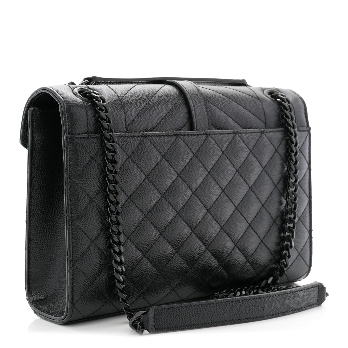 Grain De Poudre Textured Mixed Matelasse Triquilt Medium Monogram Monochrome Satchel Black