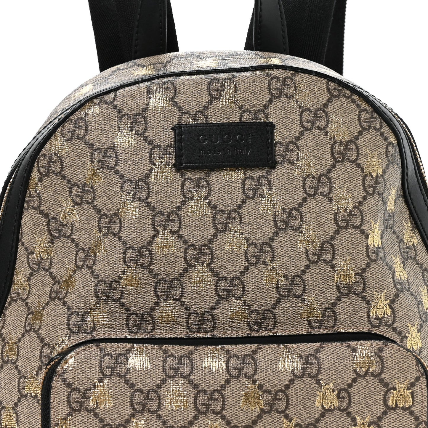 GG Supreme Monogram Bees Print Small Day Backpack Beige Oro Black