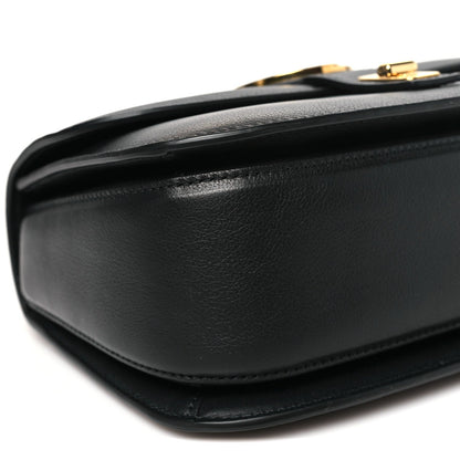 Roxy Calfskin Small Blondie Top Handle Shoulder Flap Bag Black