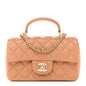 Lambskin Quilted Mini Top Handle Rectangular Flap Dark Beige