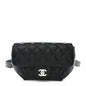 Calfskin Quilted CC Uniform Flap Belt Bag Black