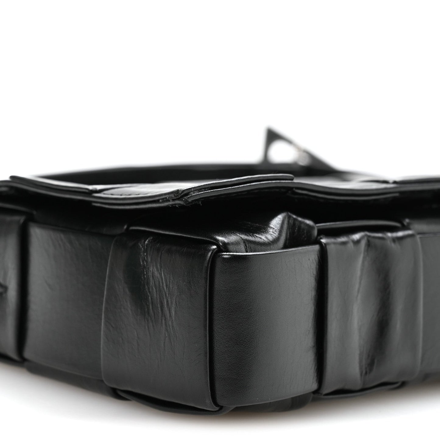 Paper Calfskin Maxi Intreccio Cassette Crossbody Bag Black